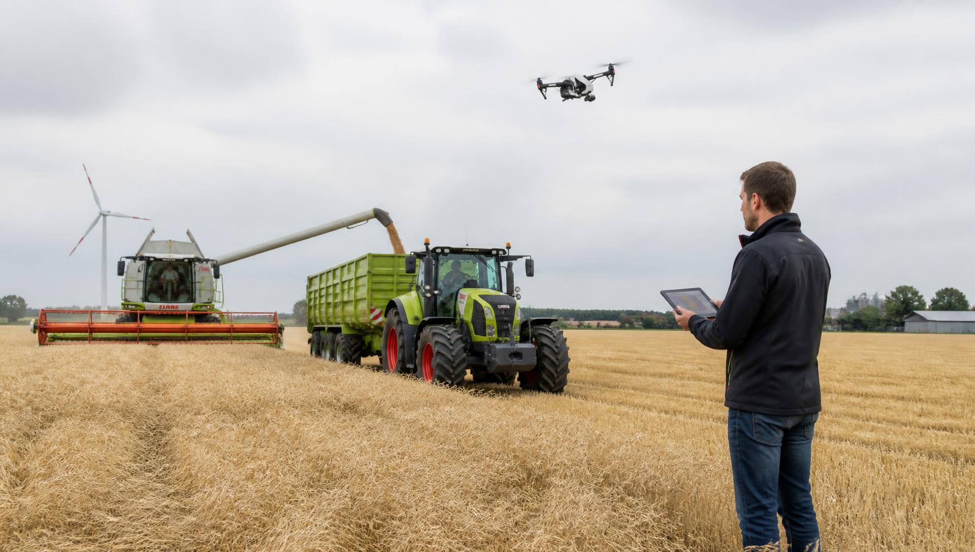 Precision agriculture machinery on a European farm